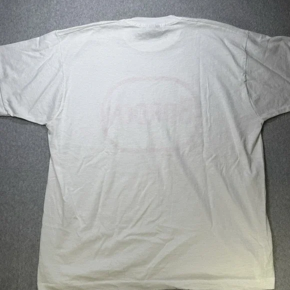 Vintage 90s Borden Logo Single Stitch T-Shirt XXL White Red Made USA - Picture 8 of 8